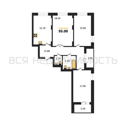 3-комнатная квартира, 93кв.м - изображение
