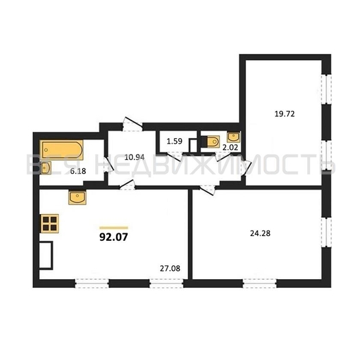 2-комнатная квартира, 92.07кв.м - изображение 0