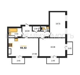2-комнатная квартира, 93.32кв.м - изображение 1