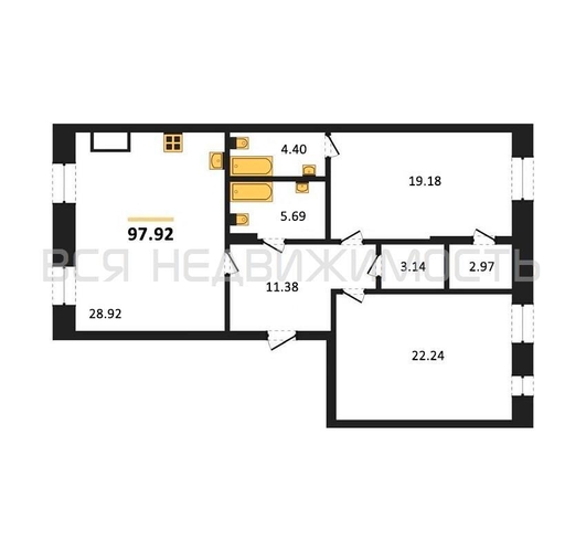 2-комнатная квартира, 97.92кв.м - изображение 0
