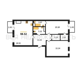 2-комнатная квартира, 98.52кв.м 2-комнатная квартира, 98.52кв.м - изображение 1