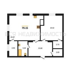 1-комнатная квартира, 79.15кв.м 1-комнатная квартира, 79.15кв.м - изображение 1