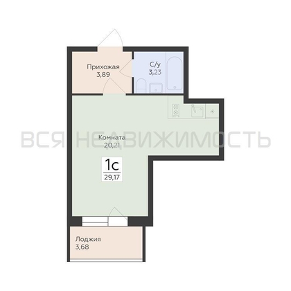 квартира-студия, 29,17кв.м. - изображение