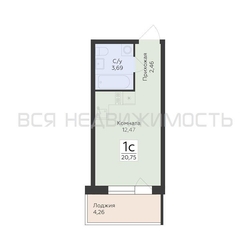 квартира-студия, 20,75кв.м. - изображение 1