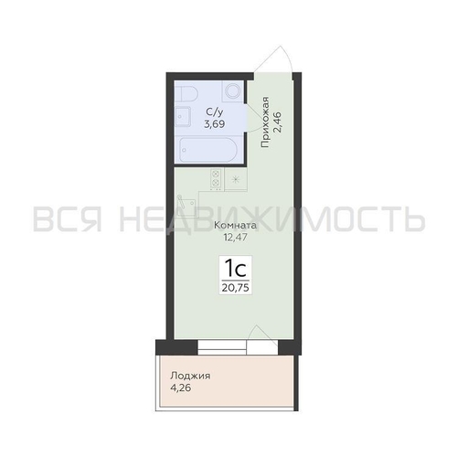 квартира-студия, 20,75кв.м. - изображение 0