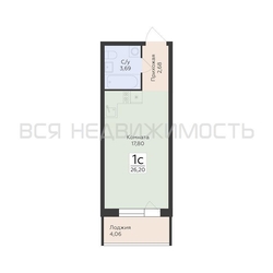 квартира-студия, 26,2кв.м. - изображение 1