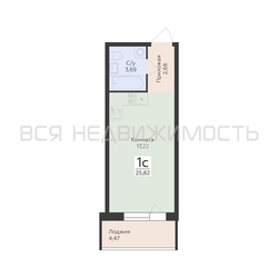 квартира-студия, 25,82кв.м. - изображение 1