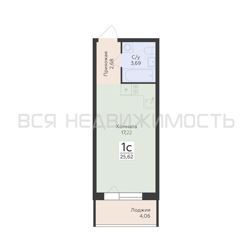 квартира-студия, 25,62кв.м. - изображение 0