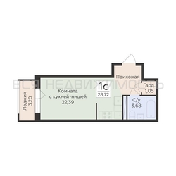 квартира-студия, 28,72кв.м. - изображение 1