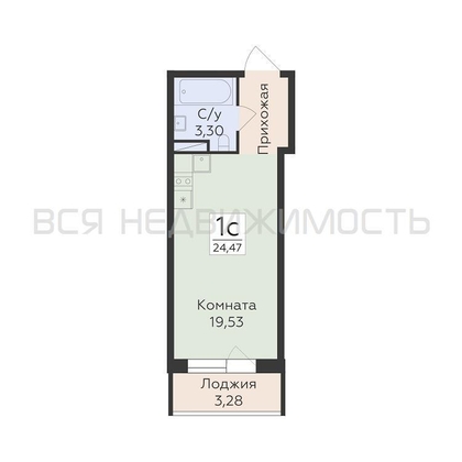 квартира-студия, 24,47кв.м. - изображение