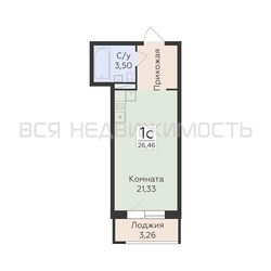 квартира-студия, 26,46кв.м. - изображение 1