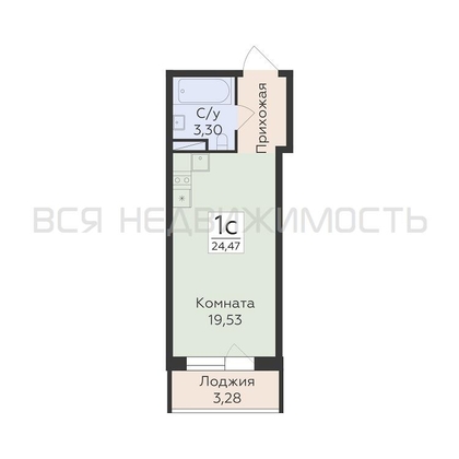 квартира-студия, 24,47кв.м. - изображение