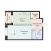 1-комнатная квартира, 41.67кв.м - изображение 1 1-комнатная квартира, 41.67кв.м - изображение 1