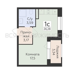 квартира-студия, 26,28кв.м. - изображение 1