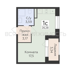 квартира-студия, 26,28кв.м. - изображение 1
