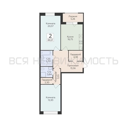 2-комнатная квартира, 89.21кв.м - изображение 1