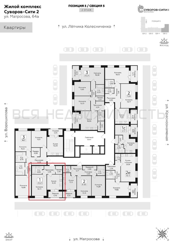 1-комнатная квартира, 44.27кв.м - изображение 1