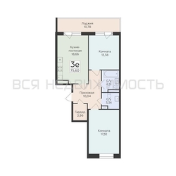 2-комнатная квартира, 75.6кв.м - изображение 1