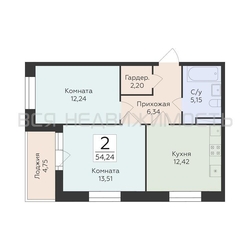 2-комнатная квартира, 54.24кв.м - изображение 1