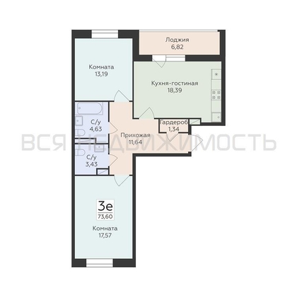 2-комнатная квартира, 73.6кв.м - изображение