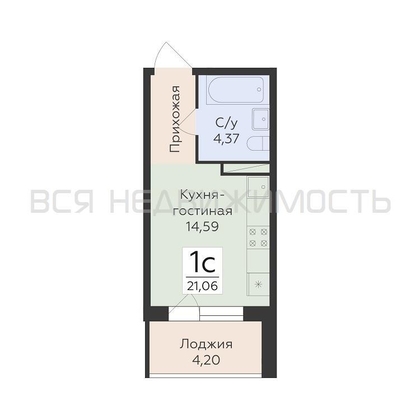 квартира-студия, 21,06кв.м. - изображение