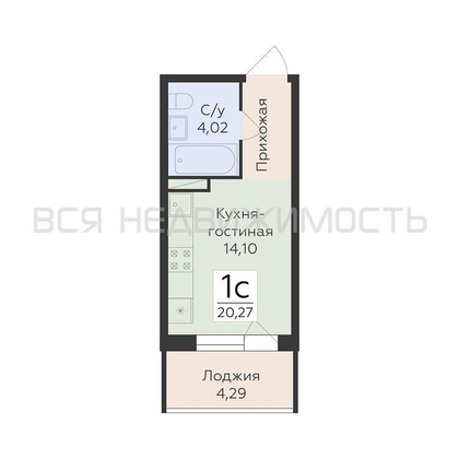 квартира-студия, 20,27кв.м. - изображение