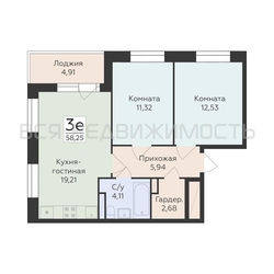 2-комнатная квартира, 58.25кв.м - изображение 1