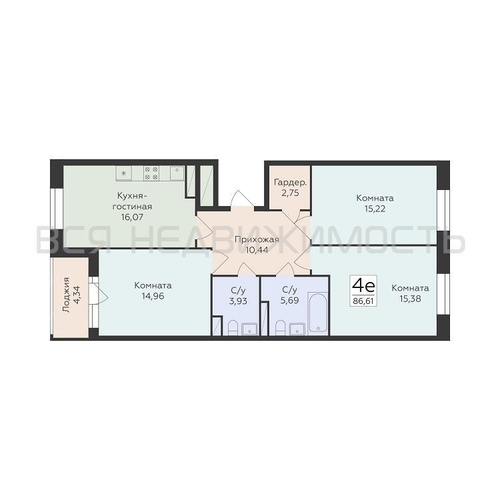 3-комнатная квартира, 86.61кв.м - изображение 0