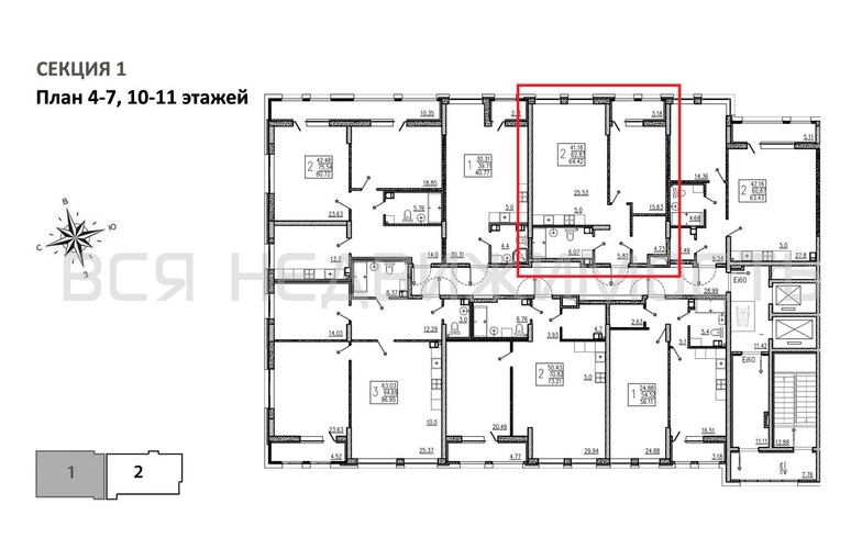 1-комнатная квартира, 64.42кв.м - изображение 1