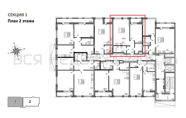 1-комнатная квартира, 64.74кв.м - изображение 1