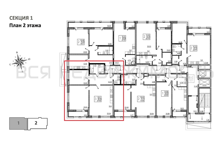 2-комнатная квартира, 97.45кв.м - изображение 1