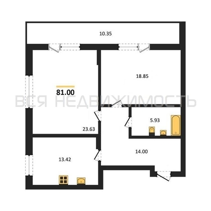 2-комнатная квартира, 81кв.м - изображение