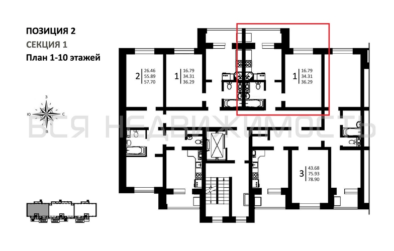 1-комнатная квартира, 36.29кв.м - изображение 1