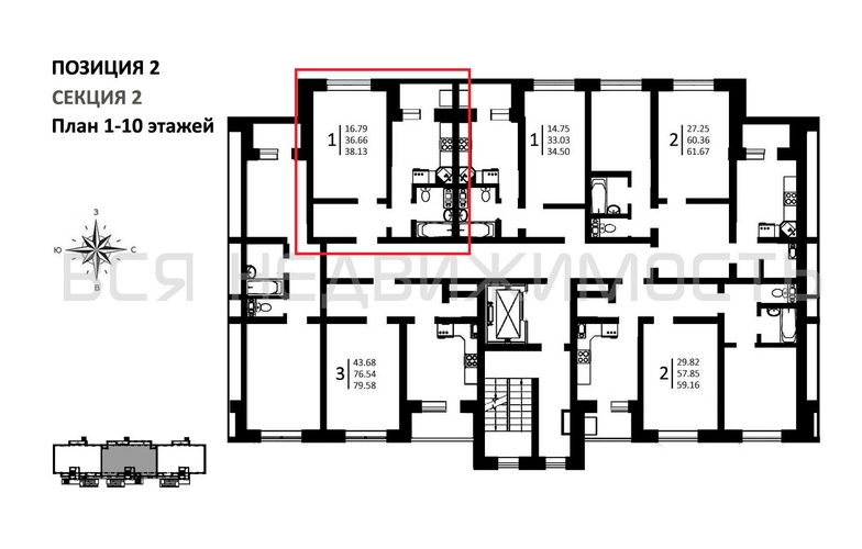 1-комнатная квартира, 38.13кв.м - изображение 1