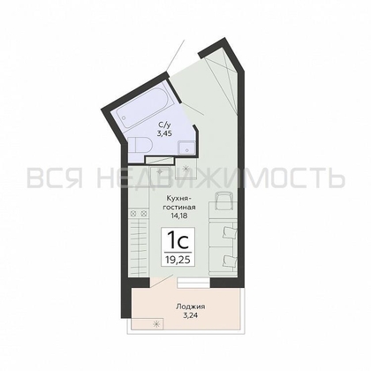 квартира-студия, 19,25кв.м. - изображение