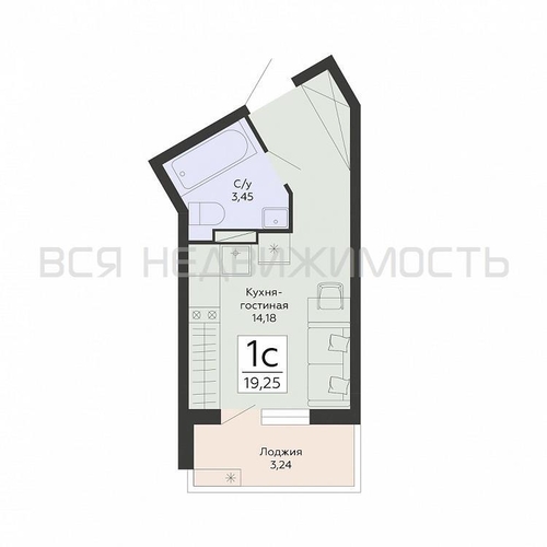 квартира-студия, 19,25кв.м. - изображение 0