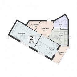 2-комнатная квартира, 49.56кв.м - изображение 1
