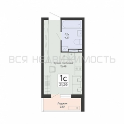 квартира-студия, 21,29кв.м. квартира-студия, 21,29кв.м. - изображение 1