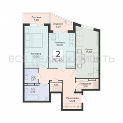 2-комнатная квартира, 70.4кв.м - изображение 1
