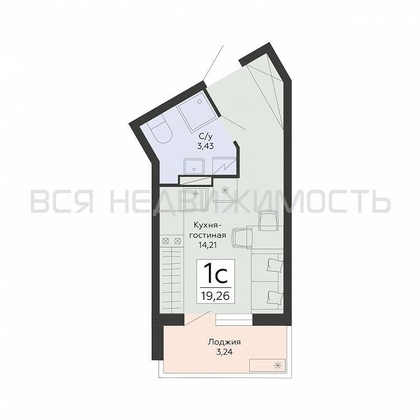 квартира-студия, 19,26кв.м. - изображение