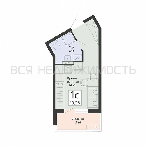 квартира-студия, 19,26кв.м. - изображение 0