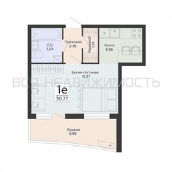 1-комнатная квартира, 30.77кв.м - изображение 1