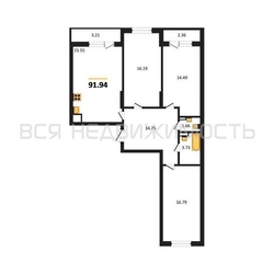 3-комнатная квартира, 91.94кв.м 3-комнатная квартира, 91.94кв.м - изображение 1