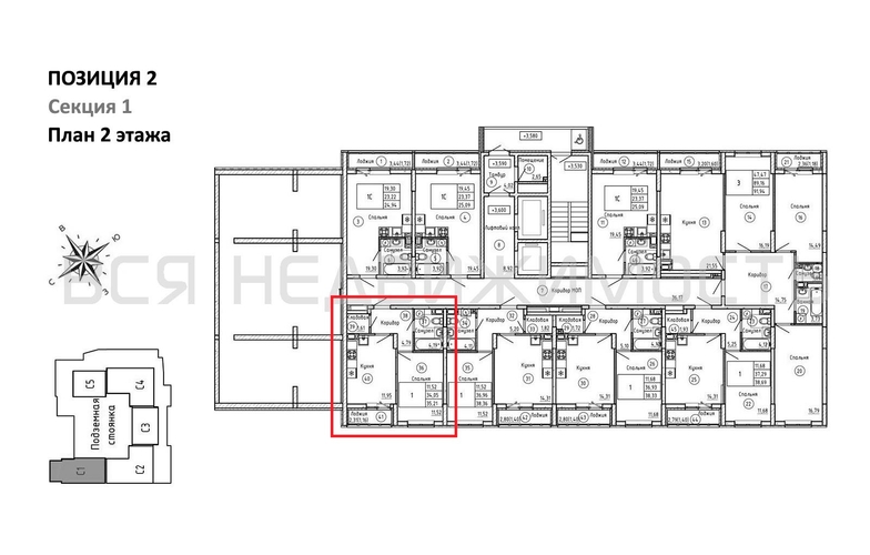 1-комнатная квартира, 35.21кв.м - изображение 1