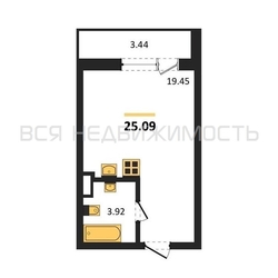 квартира-студия, 25,09кв.м. - изображение 1