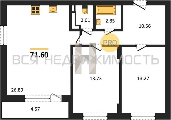 2-комнатная квартира, 71.6кв.м - изображение