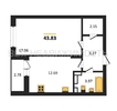 1-комнатная квартира, 43.83кв.м - изображение 1 1-комнатная квартира, 43.83кв.м - изображение 1