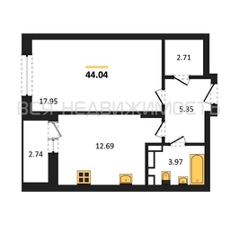 1-комнатная квартира, 44.04кв.м - изображение 1