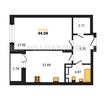 1-комнатная квартира, 44.04кв.м - изображение 1