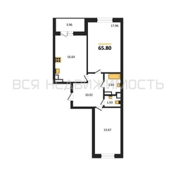 2-комнатная квартира, 65.8кв.м 2-комнатная квартира, 65.8кв.м - изображение 1